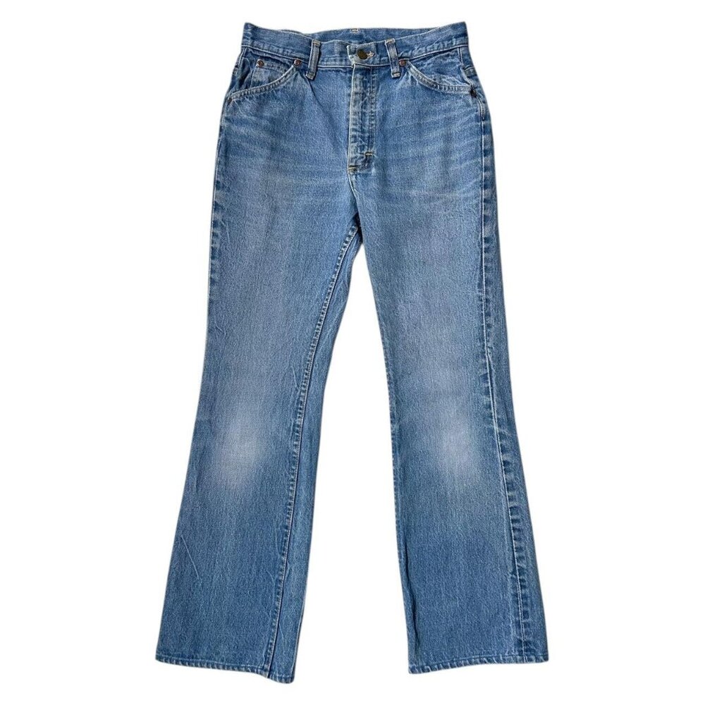 70s vintage Lee Riders bootcut jeans faded distressed Lightning zipper boho.